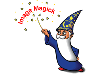 An animated GIF morphing the ImageMagick wizard logo into a red rose and back.